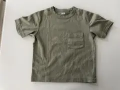 ユニクロ カーキ オリーブ 胸ポケット Tシャツ 130cm