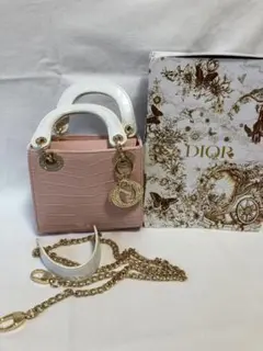 【美品】Dior ピンク ミニバッグ クロコダイル風