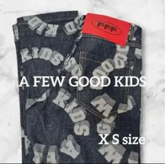 A FEW GOOD KIDS ロゴプリント ブルーデニムパンツ XSサイズ