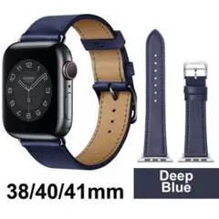 Apple Watch バンド 合皮 38/40/41mm ディープブルー