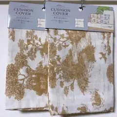 ワルドジュイ柄クッションカバー2枚セット【新品、未使用】プリント