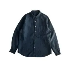 【希少】J.CREW 最高級アイリッシュリネン100% 長袖シャツ ネイビー L