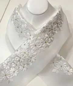 絹交織*刺繍半衿 白金01