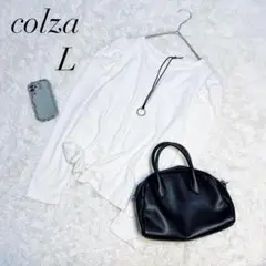 コルザ/カットソー/長袖/コットン/白/Ｌサイズ/パフスリーブ/美品✨️