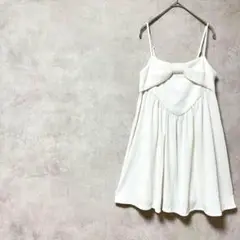 ディバイデッド　H&M　キャミソール　白　ビックリボン　フリル　体型カバー