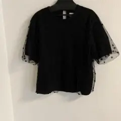 ドット柄シースルーブラックTシャツ