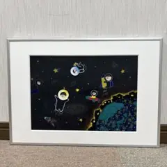 イラスト　宇宙　半立体　宇宙人　フレームあり