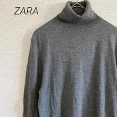 4ZARAザラ タートルネックニットセーター毛混 M グレーオフィスカジュアル