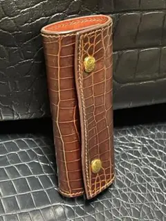 エルメス クロコダイル ニロティカス茶キーケース鍵ワニ革クロコ鰐カバー金ボタン