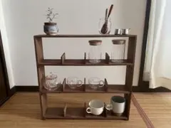 木製オープンシェルフ カップシェルフ ブラウン 3段