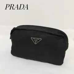 【人気】PRADA ナイロン ポーチ 三角ロゴ 白タグ 黒 34