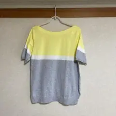半袖ニット　ボートネック　イエロー