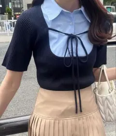 MAJESTIC LEGON シャツドッキングリブニット