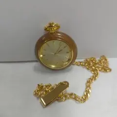 美品 木製ベゼル Quartz ポケットウオッチ クォーツ 懐中時計 動作品