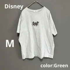 【美品】Disney キャラクターtシャツ 半袖　Mサイズ　緑