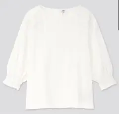 UNIQLO コットンドビーシャーリングブラウス 7分袖 ホワイト Sサイズ