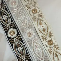 113.インド刺繍 50cm×3本セット