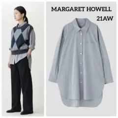 極美品 MARGARET HOWELL 21AW コットンシャンブレーシャツ