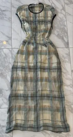 TELA ノースリーブ ロングワンピース チェック柄