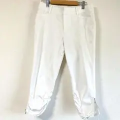 千趣会 ベルメゾン クロップド丈 綿混 パンツ ホワイト 白