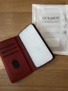 QUEASON レッド 手帳型ケース