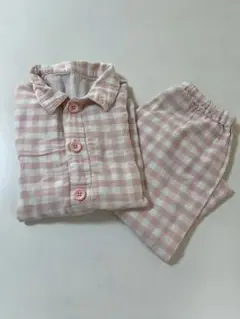 無印良品☆ピンクチェック長袖パジャマ　125cm〜140cm