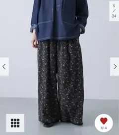 新品タグ付　CHARCOAL かぐれ 小花柄プリントイージーパンツ　DOORS かぐれ - かぐれ 小花柄プリントイージーパンツ CHARCOAL 新品