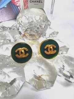訳あり CHANEL グリーンストーン ヴィンテージ ピアス