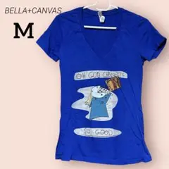 BELLA+CANVAS 青 Vネック Tシャツ 【M】ブルー　夏レディース