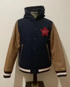 美品☆ TOMMY トミー スタジャン スター ブラウン ネイビー
