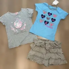 ハート柄Tシャツとフリルスカートセット 100cm