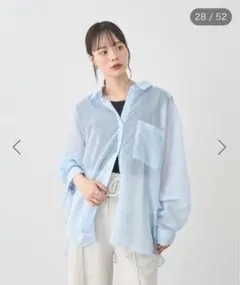 earthmusic&ecologyバックドロストシアーストライプオーバーシャツ