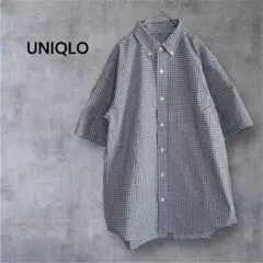 UNIQLO チェック柄 半袖シャツ Lボタンダウンシャツ カジュアル メンズ
