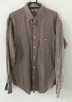 saks fifth avenue 長袖　チェックシャツ　　香港製　ビンテージ