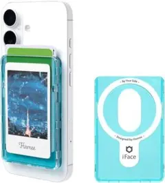 ハミィ iFace MagSynq カードウォレット クリア ブルー