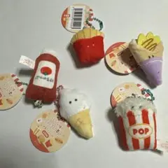 つぶらな瞳のファーストフードミニチュアキーホルダーセット5体