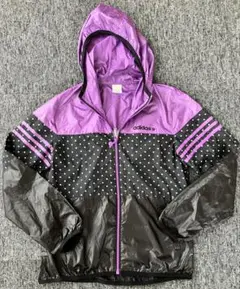 【adidas】レディース　軽量薄手ナイロンパーカー　M 水玉
