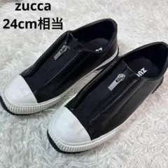 【美品】 ズッカ レザースニーカー 約24㌢ フロントセンタージップ Mサイズ