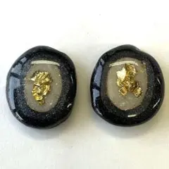 5306 金箔つきベージュグレーブラックサークルピアス