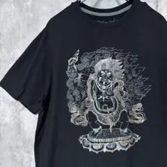 神のイラスト シバ　Tシャツ 黒　XL ビッグシルエット