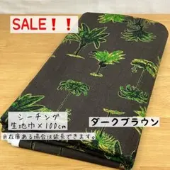 SALE❗️《シーチング》ハワイアン柄 ヤシの木 ダークブラウン アロハシャツ
