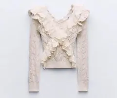 [Zara] フリルニットトリムセーター