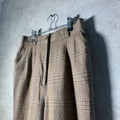 【ヴィンテージ】レトロ チェック柄 ウールスラックスパンツ 古着usedBM23