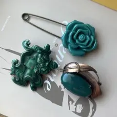 グリーンブローチセット