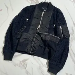 美品✨sacai 英字 レースドッキング 異素材 切替 MA-1 カットワーク