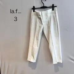 M668 ラエフ la.f... ホワイト スラックス 3 センタープレス 白