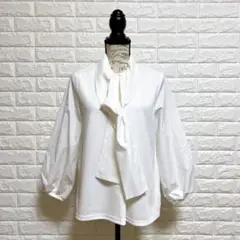 【美品】Style Note ボウタイ ブラウス 白 Mサイズ 上品 ゆったり