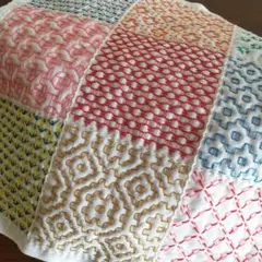 寄せ模様9分割 刺し子ふきん 花ふきん ハンドメイド