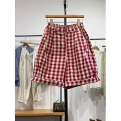 夏にぴったり レッド チェック柄 スイート 可愛い ショートパンツ 新品