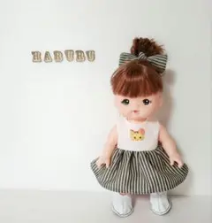 メルちゃんの服　ソランちゃんの服　ねこボーダーグレー　コルネちゃん服